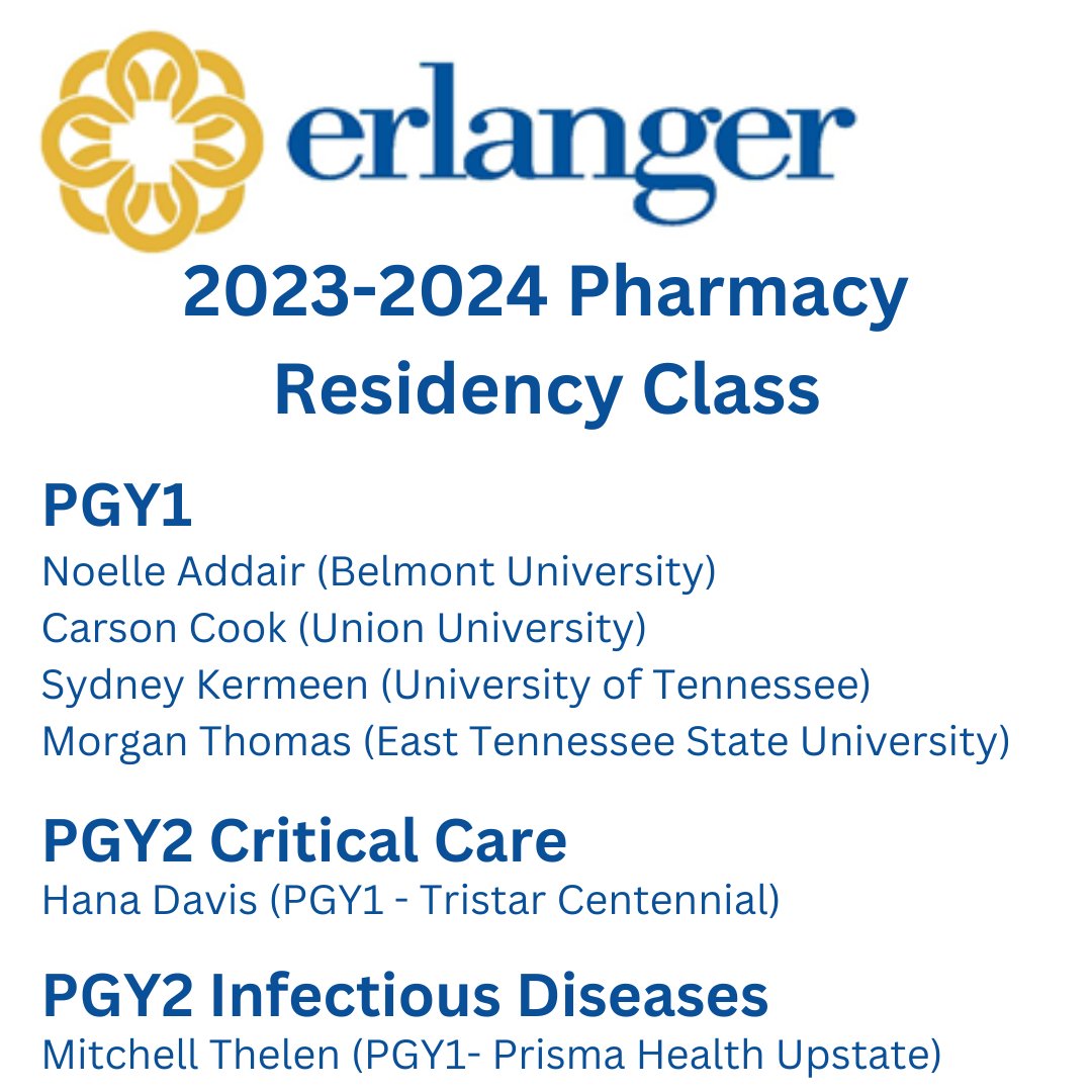 Announcing our 2023-2024 residency class!  <a href="/uupharmacy/">Union University College of Pharmacy</a> <a href="/BelmontUniv/">Belmont University</a> <a href="/ETSUpharmacy/">ETSU Pharmacy</a> <a href="/mitch_thelen/">Mitch Thelen, PharmD, BCIDP</a> <a href="/HanaDaviss/">Hana Davis</a>