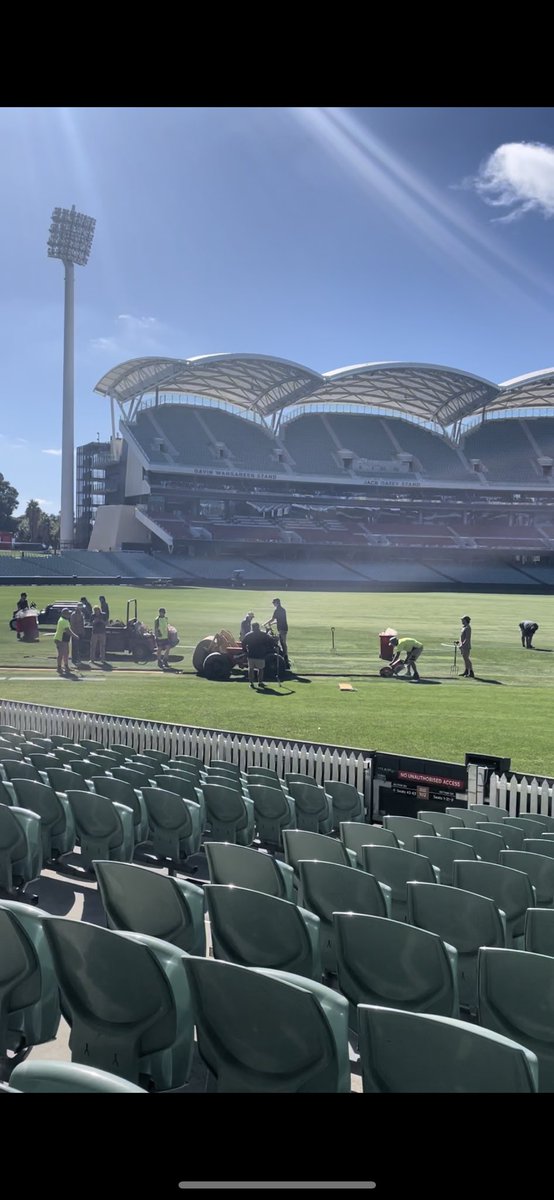 ShanMcDonaldd's tweet photo. The last of the fresh turf is being put down today ahead of the first match of the 2023 season at Adelaide Oval on Saturday #afl

A brand new food menu also on debut @9NewsAdel https://t.co/zVfA86xxc0