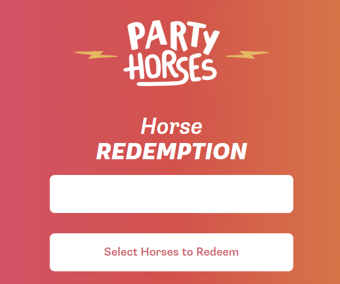 Today is the day everyone has been waiting for! Redemption site is now open and will remain open for the next 4 weeks. If you know a holder who isn't aware, let them know! <a href="/partyhorses/">Party Horses</a> 

Let that feeling of IRL utility start to sink in...
