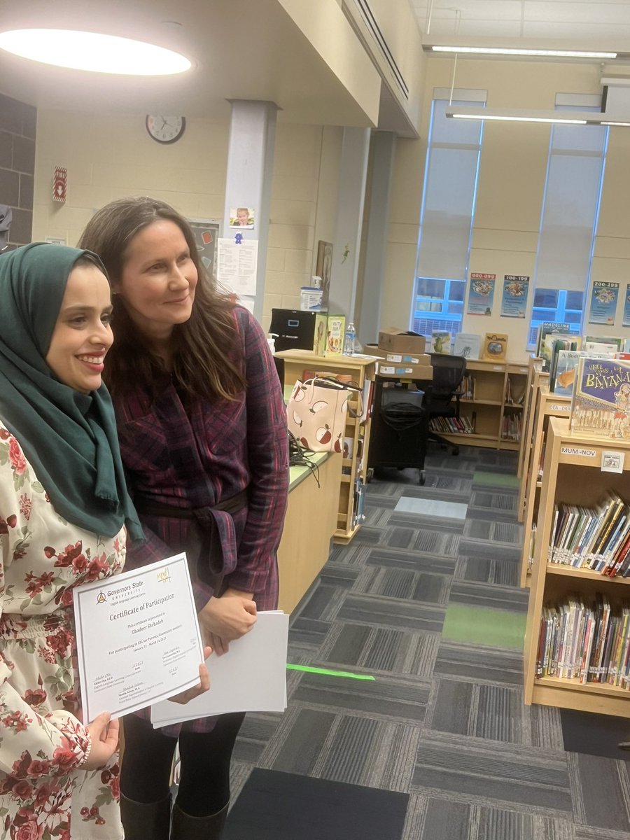 ZoubeidiManal's tweet photo. GSU adult ESL graduation!! Here’s to a second successful round of adult ESL classes for families of NPD117! Congrats to all the students who completed our high intermediate advanced English course and thank you @Governors_State for this great partnership. https://t.co/x1LqspQ2J6