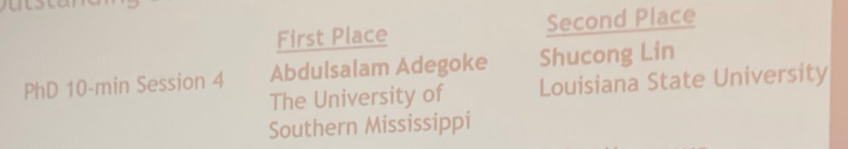 theticklab's tweet photo. Extremely proud of three @theticklab members who won awards at the 2023 Southeastern Branch of Entomological Society of America conference. Julia Hanson (First place undergrad poster), Latoyia Downs (First place PhD paer), and Abdulsalam Adegoke (First place PhD paper). https://t.co/KKChYC63BU