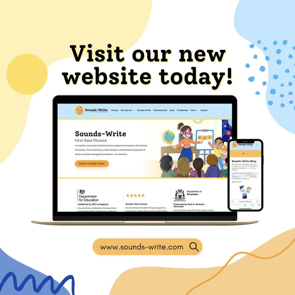 SWLiteracy's tweet photo. Our new website is here! Thank you to the Sounds-Write team, who worked so hard on putting this beautiful new website together. The new site makes it easier to book courses, buy books and learn more about the programme 🤗 https://t.co/4QFLj3xb01 https://t.co/fLY5Gx5kH0