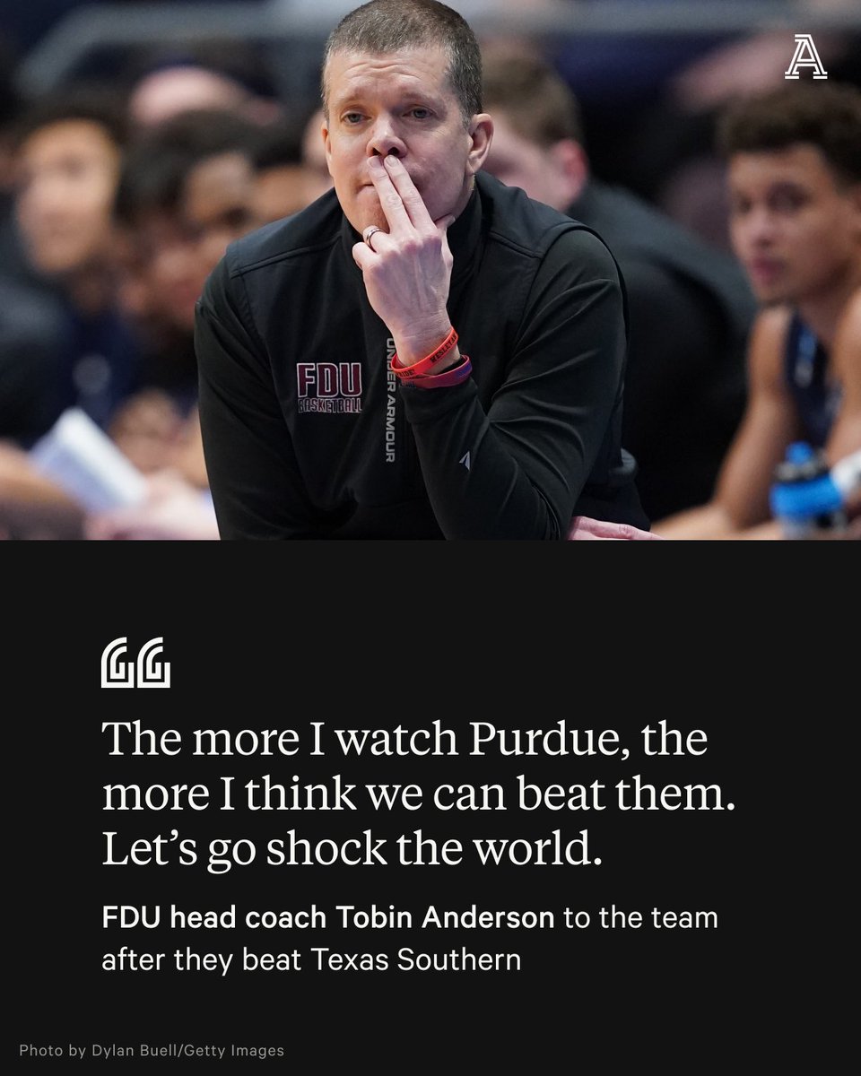 FDU head coach Tobin Anderson is ready for the matchup with Purdue on Friday 😤

The 16-seed is a 22.5 point underdog vs. the 1-seed Boilermakers, per <a href="/BetMGM/">BetMGM 🦁</a>.