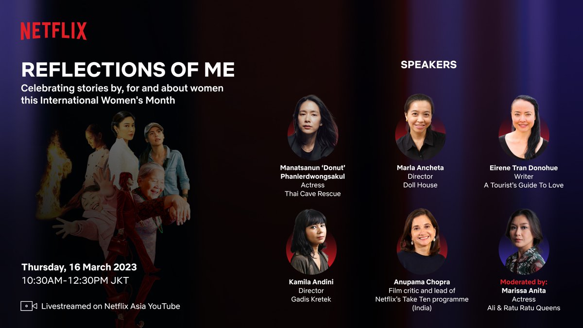 NetflixID's tweet photo. Di International Womenโs Month kali ini, aku mau ajak kamu ikutan diskusi buat ngerayain cerita dari, untuk, dan tentang perempuan yang tayang live hari ini, Kamis, 16 Maret jam 10.30 WIB. Yuk langsung ke channel YouTube Netflix Asia buat ikutan!
#ReflectionsofMe #NetflixIWD2023 https://t.co/EY7H4hvAJ7