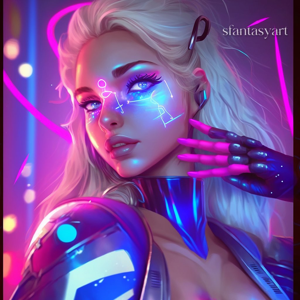 sfantasyart's tweet photo. Neon lights 
Cyber Girl

#AIart #midjourney #artwork https://t.co/Z60jJLv3Gl
