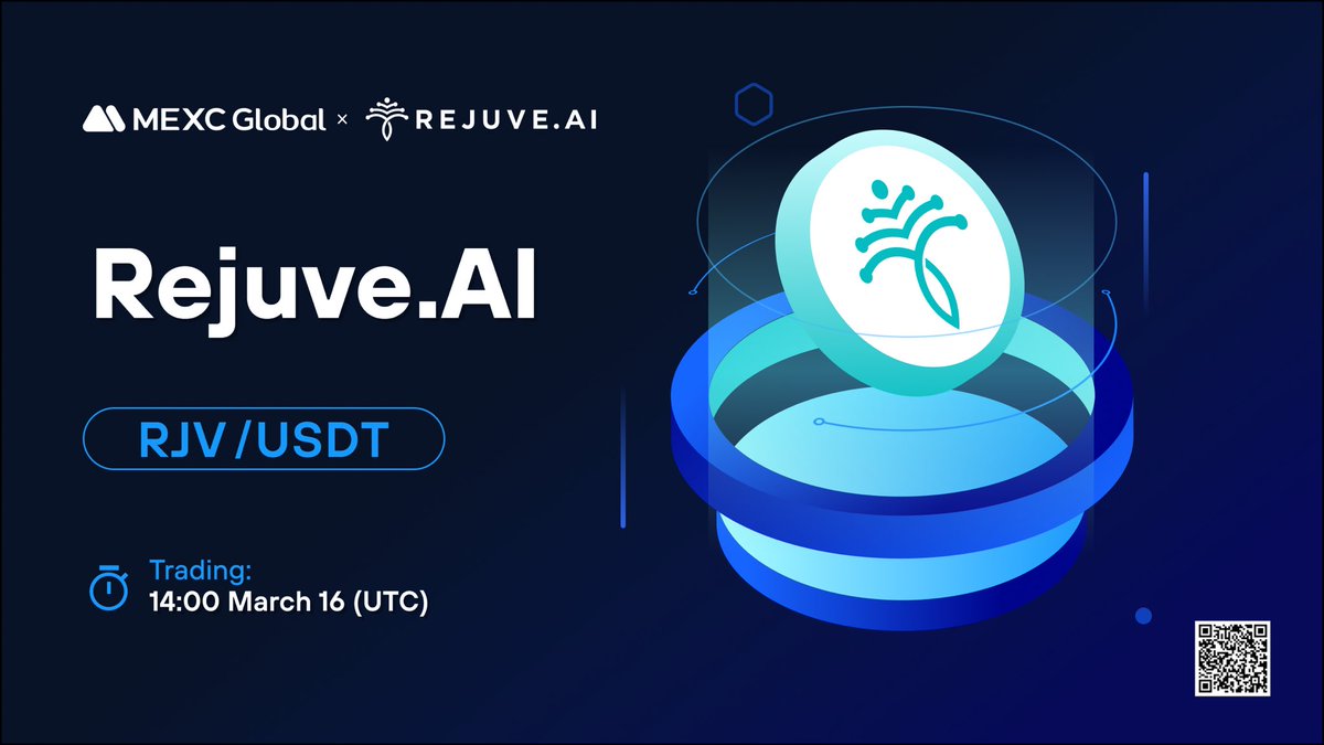 MEXC's tweet photo. Happy to announce that the @Rejuve_AI Kickstarter has concluded and $RJV will list on @MEXC_Global🔥

🔹Deposit: Opened
🔹RJV/USDT Trading in the Innovation Zone: 14:00 Mar 16 (UTC) 
🔹Withdrawal: 14:00 Mar 17 (UTC)

Details: https://t.co/xp2tgri6oY

#RejuveAI #MEXC https://t.co/LlQ4OiDA20