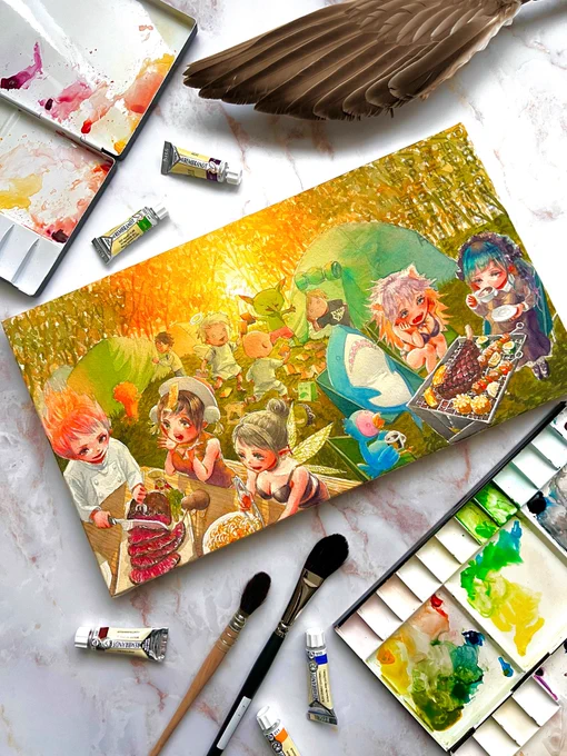 アナログで描いています…昨年の冬からずっと制作を続けてきた作品です(>_<)…絵柄を気に入って下さる方が居たら嬉しいです…!#イラスト #illustration  #透明水彩 #アナログイラスト 