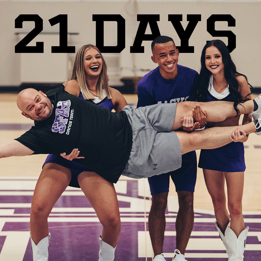 SFA_Dance_Team's tweet photo. 2️⃣1️⃣ days left till we hit the floor for prelims in Daytona! 💜🌴

#AxeEm x #RaiseTheAxe x #believe https://t.co/rlqD294oNj