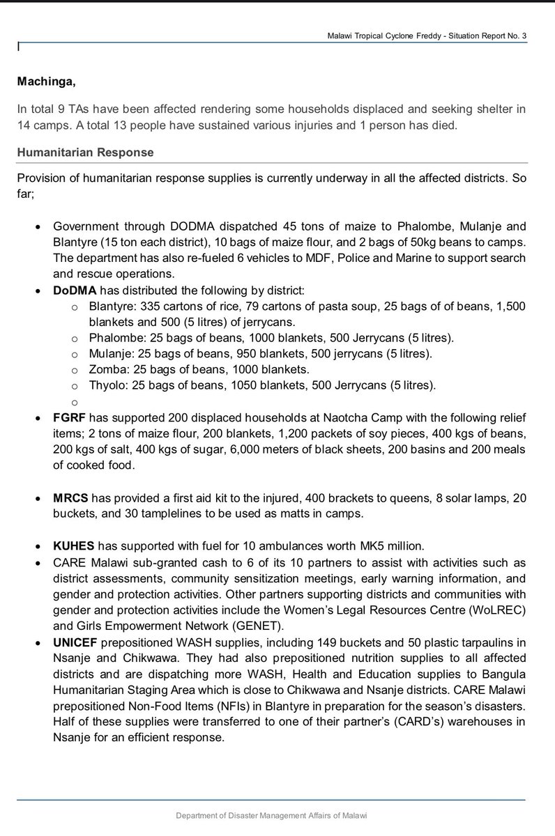FGRForg's tweet photo. Government Report. #CycloneFreddy
FGRF mentioned as the 1st NGO even before Unicef #HelpWithFGRF https://t.co/9ycbRYoXg1