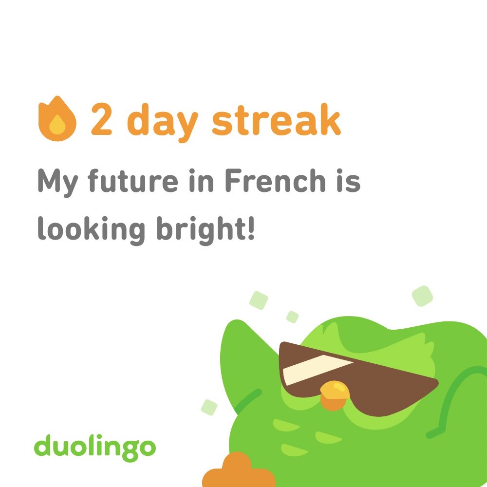 MarcPong's tweet image. Day 2 Duolingo streak #learningfrench