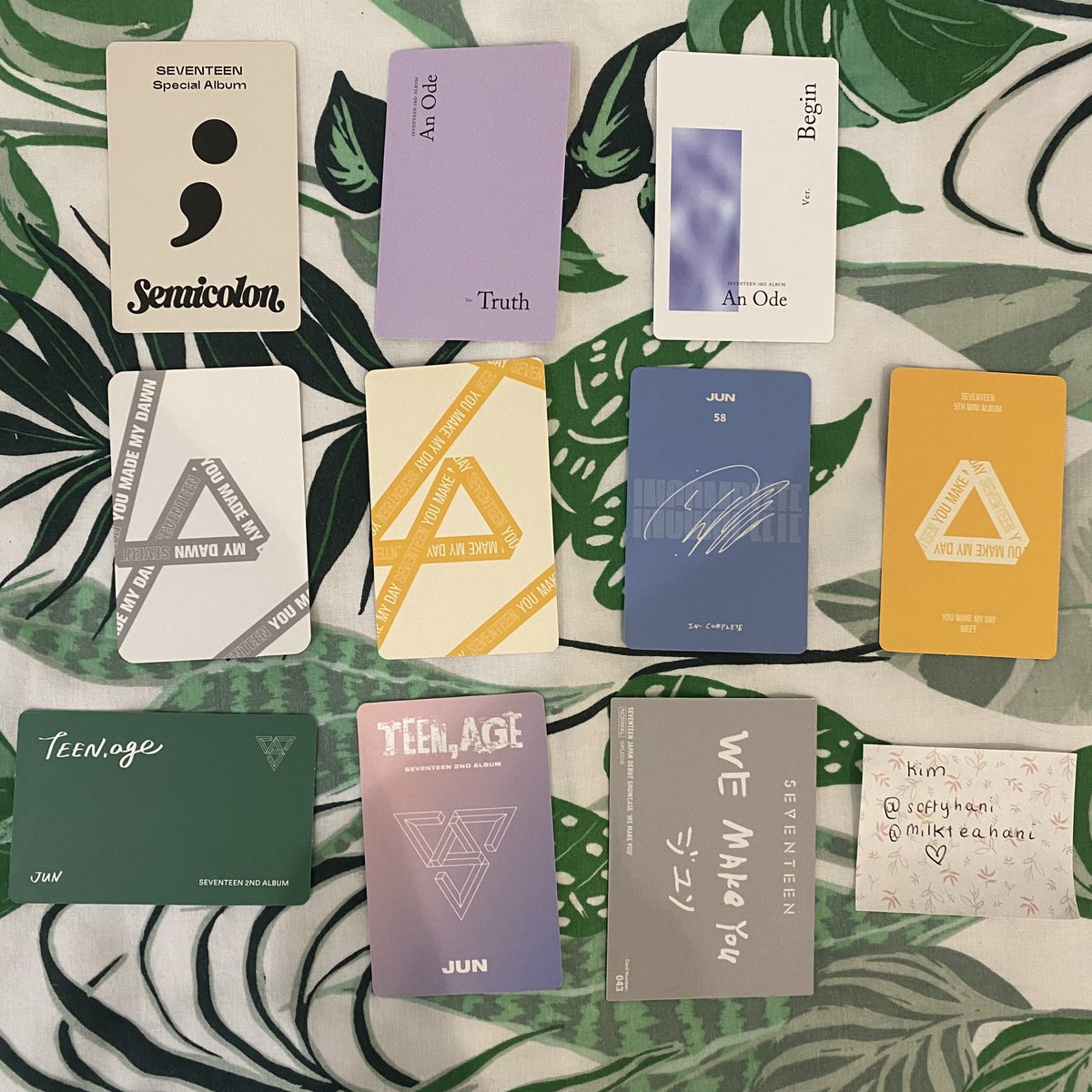 softyhani's tweet photo. SELLING JUN PHOTOCARDS 

pls give him a new home 
- semicolon £8
- ymmd £7
- an ode £8
- teenage £9
- incomplete £4
- we make you pc £15 https://t.co/WXcd7eG846