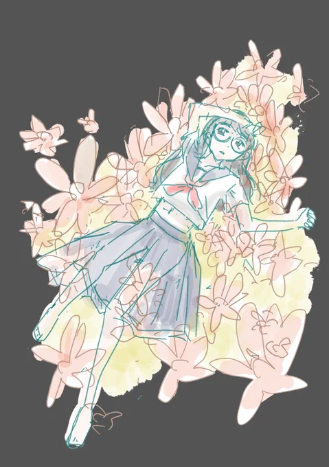 でも、いいのかな。ここには花があるし #今日の絵練 
