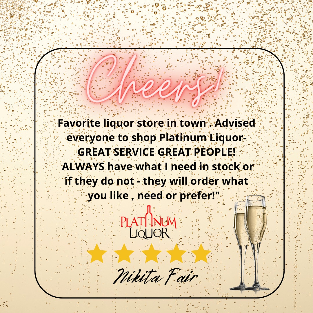 We love starting the weekend with another 5- star review! Thank you! #PlatinumLiquor #waterburyct