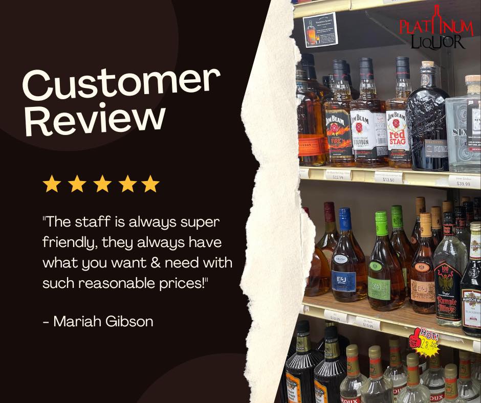 These 5-star reviews mean more to us than you know. We work hard and to see people appreciate it, it feels great. Thank you! #PlatinumLiquor #waterburyct