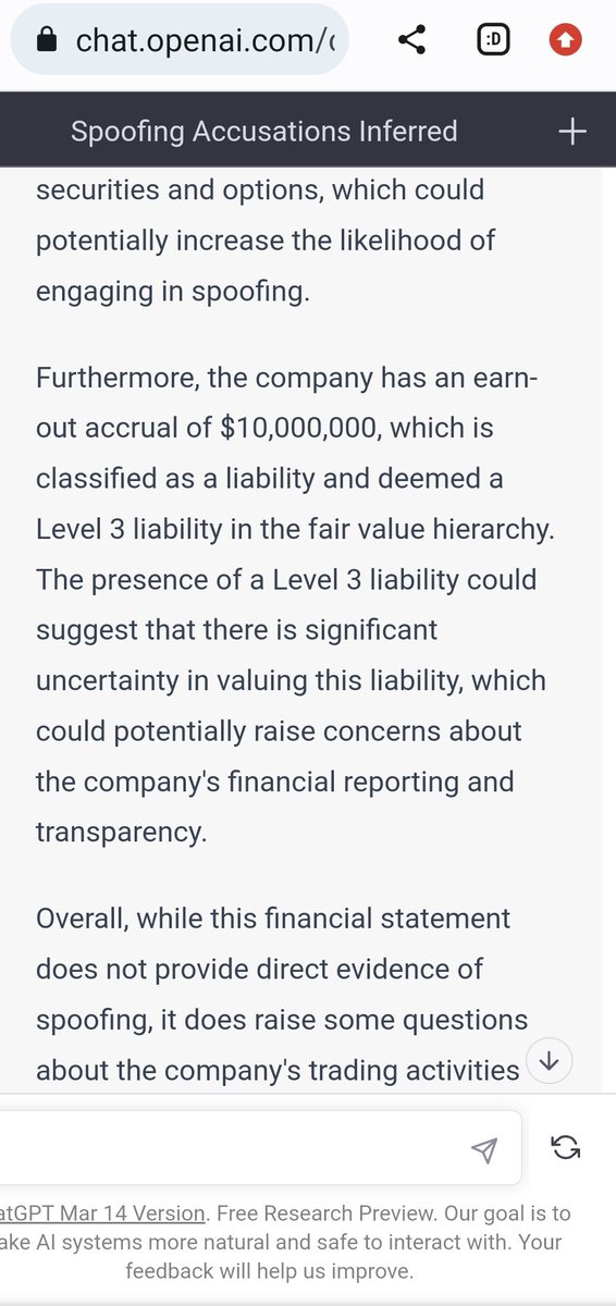 RareDealsHere's tweet photo. With knowledge of multiple spoofing accusations faced by @AriGTSX & GTS Securities, I fed #ChatGPT these current 2022 financials & I asked it what the information indicates. $MMTLP #GTSFraud #FinraFraud @FINRA @SECGov @The_DTCC @FBI @TheJusticeDept #Investigate #GTS https://t.co/U66YhEND6N