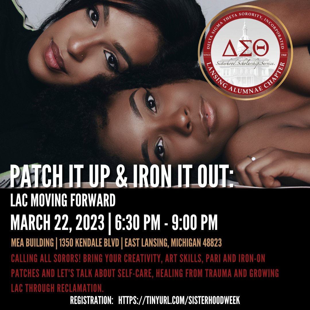 LACDeltas's tweet photo. WEDNESDAY, MARCH 22, 2023 AT 6:30PM
PATCH IT UP, IRON IT OUT: LAC MOVING FORWARD
MEA BUILDING
1350 KENDALE BLVD
EAST LANSING, MI 48823
https://t.co/7hJNa5ohz7 https://t.co/UiahUOXdtS