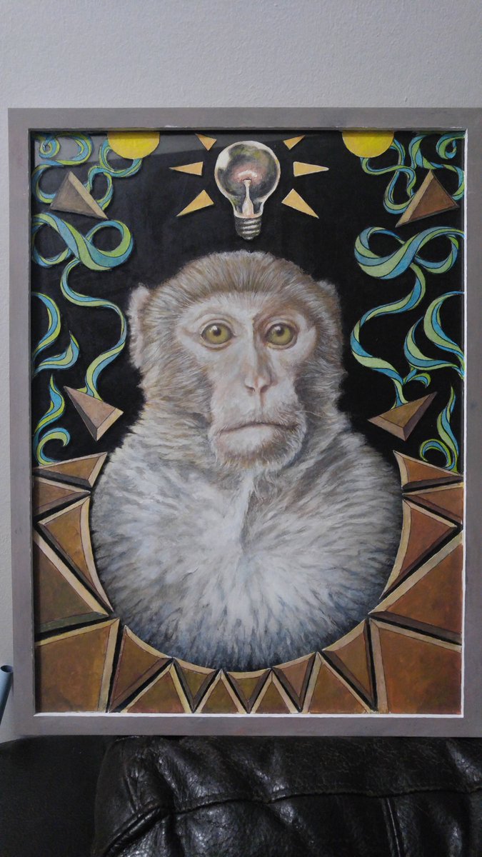 Monkey reflexion.  2022. #Art #illustrationartists  #artistsoninstagram #animals #aimalsaddict #surrealism #ballpointpen #frames #monkey #monkeyface #geometric #light #window #glassart #glass #idea #drawing #painterlycollage