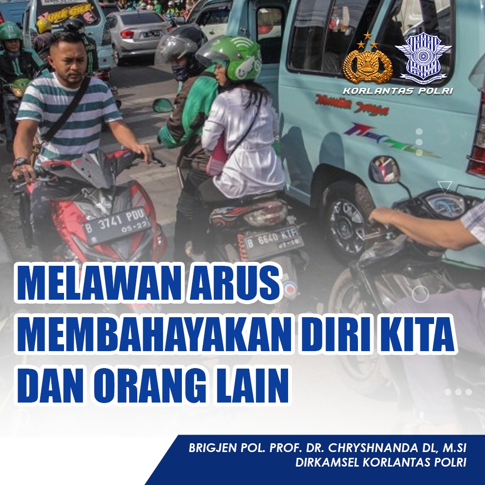 TMCPoldaMetro's tweet photo. Gunakan jalur sesuai ketentuan, jangan melawan arus karena rawan kecelakaan.
Kesadaran kita keselamatan Bersama.
https://t.co/KAXu0najIW