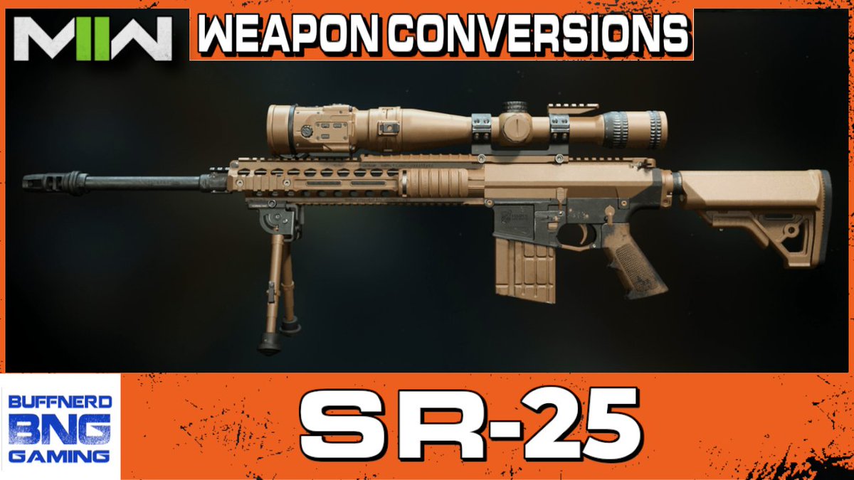 BuffNerdGaming1's tweet photo. Todays conversion is the long awaited SR-25 which was finally added to the game as the Tempus Torrent!! @InfinityWard @CallofDuty #ModernWarfare2 #ModernWarfareII #SR25 #TempusTorrent
https://t.co/Dq9ZHi48QO https://t.co/RwPPVWwcI0