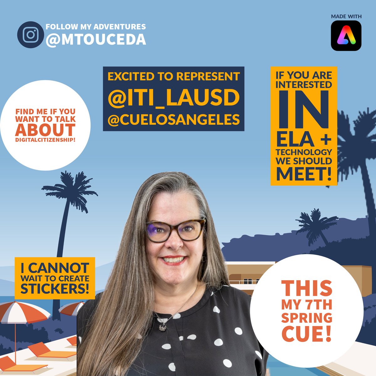 Proud to represent @ITI_LAUSD and @cuelosangeles at this year's #SpringCUE23. @AdobeForEdu #tosa #edtech #wearecue #somoscue @cueinc