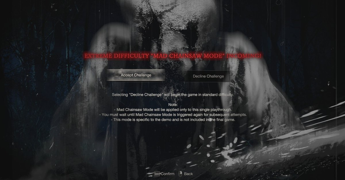 kjr0313's tweet photo. you can unlock 'Mad Chainsaw Mode' by random chance each time you start a new run on the demo. be sure to try it! it's really ruthless lol #RE4Remake https://t.co/21lxoAdaFr