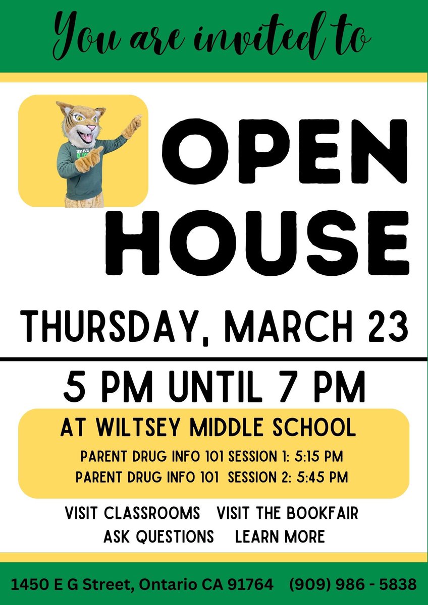 Wiltsey Families, our Open House is coming up!  Mark your calendars!  We can't wait to see you!  Familias de Wiltsey , Nuestra Casa Abierta se acerca! Marque sus calendarios! ¡Nos vemos!