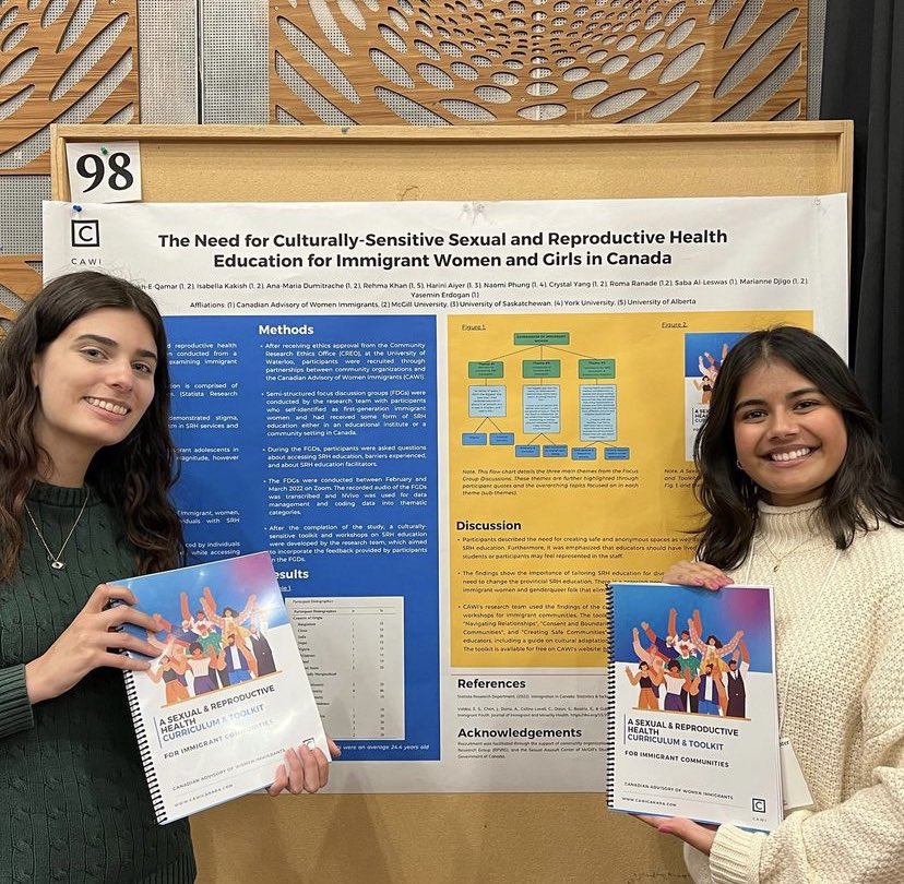 CAWI_CA's tweet photo. Our Sexual &amp; Reproductive Health Campaign Member presented our project on the experiences of immigrant women &amp; girls with the SRH curriculums of Canada &amp; the development of our toolkit at the Science Undergraduate Posted Showcase at McGill! https://t.co/pCWLFxCr5S