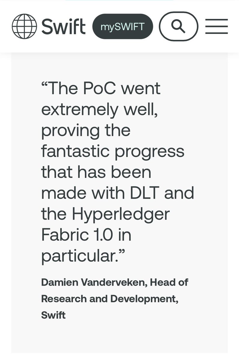 MrManXRP's tweet image. To put the pieces together.  Back in 2018 a PoC with Swift &amp;amp; 34 banks had taken place.  Now it’s 2023 and swift will go live with the use of DLT.
#follow #hyperledger #ibm #xlm #stellar