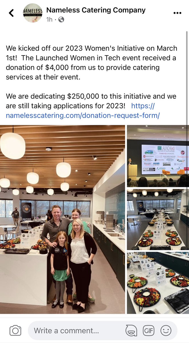How cool is this! <a href="/namelesscaters/">Nameless Catering</a> kicked of its 2023 Support Women’s Initiative on March 1 at our sixth annual conf. by donating food &amp; beverages for our 200 attendees‼️

The team is dedicating $250K of food to women-focused NFPs! 🙌👏🤗🥳

Apply —> tinyurl.com/4r7vkvns