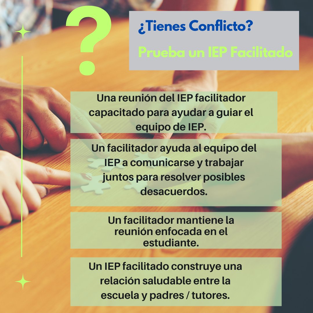 Want your voice to be heard at the IEP meeting? In disagreement with the IEP decisions? Just in need of a little support at your next IEP meeting? 

Request a facilitated IEP! Check out the graphic to learn what a facilitated IEP is all about. DM us if you have questions.