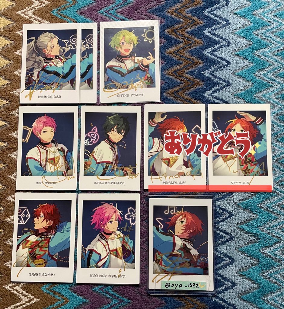 aya_1592's tweet photo. 【交換】あんスタ 7周年 ぱしゃっつ

譲→
英智 渉 桃李 弓弦 北斗 真緒 千秋 奏汰 翠 忍 藍良 凪砂 日和 宗 みか 燐音 こはく 敬人 颯馬 零 薫 晃牙 アドニス なずな 友也 創 光 凛月 嵐 司 夏目 つむぎ 宙

↓ https://t.co/ccnZXlLgAT