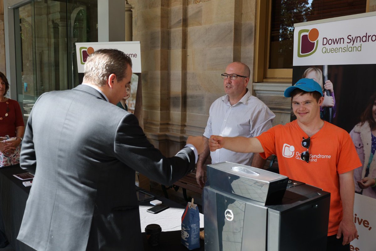 What’s better than a morning coffee? One made by the Down Syndrome Queensland team using their own special brew. ☕️ 

It’s great to have the DSQ team, based in Stafford, here at Parliament sharing their coffee with members and staff from across the state. 👍