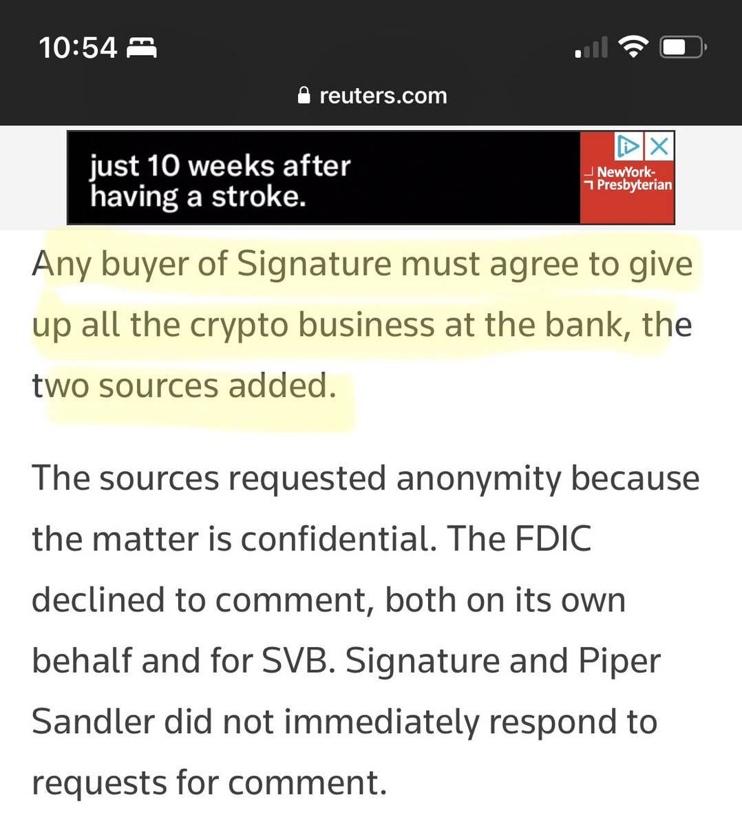 Officials: crypto had nothing to do with Signature shut down. 

Also officials: