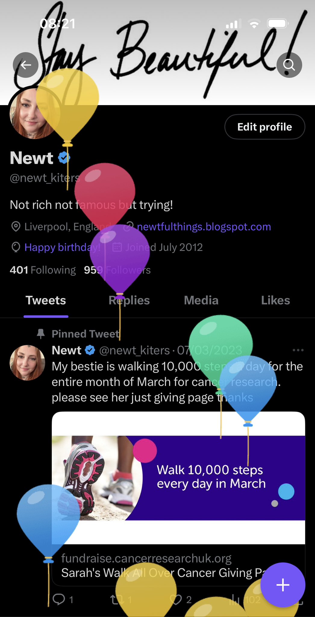 Happy birthday to me! I love the balloons and I share my birthday with Jerome Flynn    