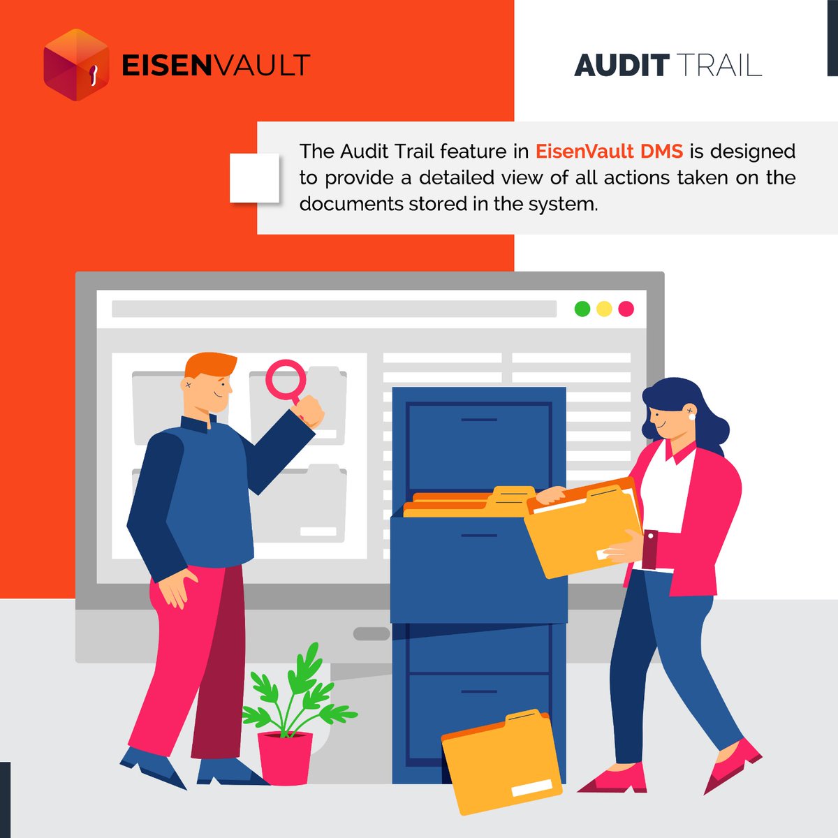 EisenVault's tweet image. Stay organized and track activities with the audit trail feature inside EisenVault Document Management System. Get a detailed view of all actions taken on your documents so you can stay in control. #DocumentManagementSystem #AuditTrail #Eisenvault #Organization