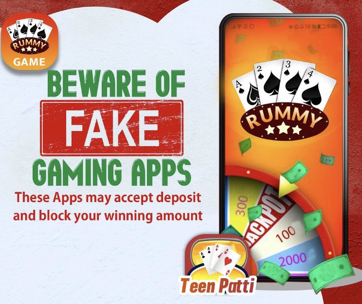 Fake Gaming apps may empty your bank account. These apps may accept deposit &amp; block your winning amount.