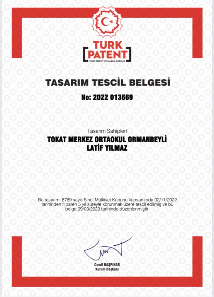 📌Ormanbeyli  Ortaokulu için kullanmış olduğumuz logomuz Türk Patent ve Marka Kurumu tarafından tescil edilmiştir.Okulumuza hayırlı olsun.
<a href="/tokatmem/">Tokat İl Milli Eğitim Müdürlüğü</a> <a href="/ahmetozdemirmem/">Ahmet Özdemir</a>
