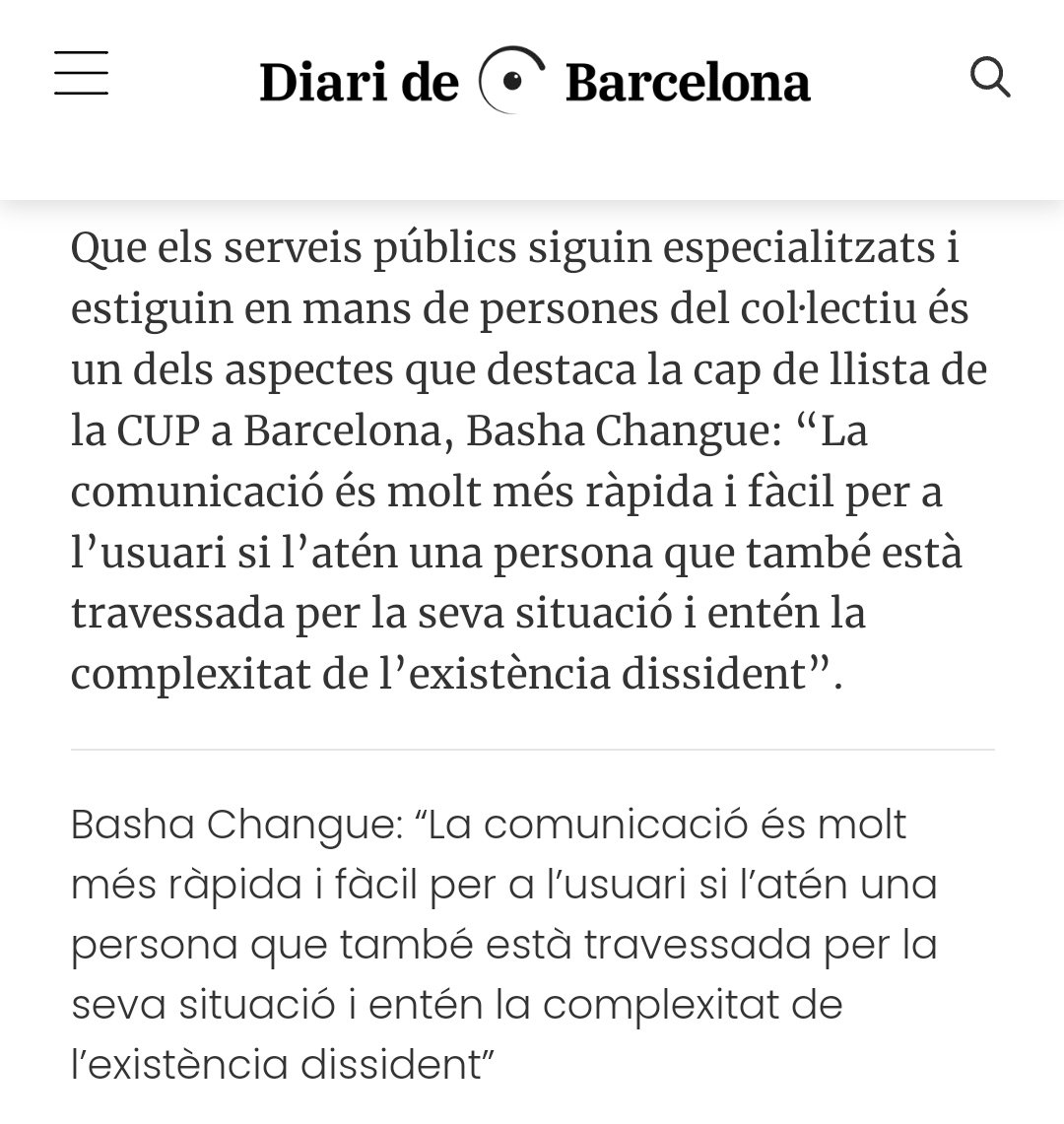bashachanguerra's tweet photo. #LGBTQ 
Parlem amb @diaridebcn de polítiques LGBT a l'àmbit municipal:
✅Incorporar la realitat dissident als entorns educatius i serveis públics d'atenció,
✅mantenir la memòria històrica de les lluites LGBT de la ciutat o
✅abordatge no punitivista pels agressors
@CUPBarcelona https://t.co/d1j5cTKRvK