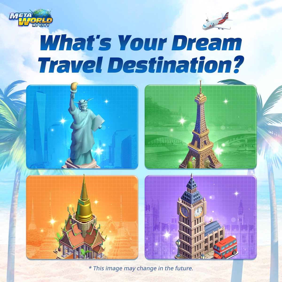 ciell_kill's tweet photo. 🌍 Meta World: My City 🌍

Explore different cities with [Meta World: My City]!

Enjoy the game and 
build each city's landmarks! ⛪

Choose your destination 
and get ready to embark on a journey!

📌 Official Site: https://t.co/cdiAorTB4A

#MetaWorldMyCity #MetaWorld https://t.co/19OJPdrM1N