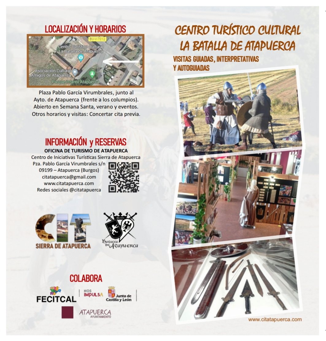 Visita la localidad de #Atapuerca y descubre el CENTRO TURÍSTICO CULTURAL BATALLA DE ATAPUERCA, un espacio de turismo cultural.
Cuenta con recursos lúdicos, digitales, indumentaria, imágenes, textos, atrezo recreacionista, ambientación y losgigantones de la <a href="/batallatapuerca/">Batalla de Atapuerca</a>.