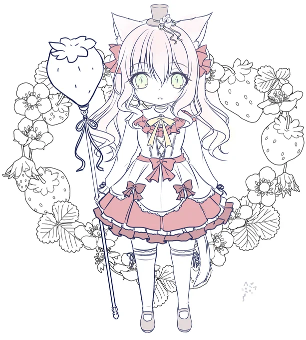 去年の今頃描いて一部だけしか載せてなかった気がするいちごちゃんが出てきたのでぺたり(アナログで仕上げようと思ってそのまま・・・) 