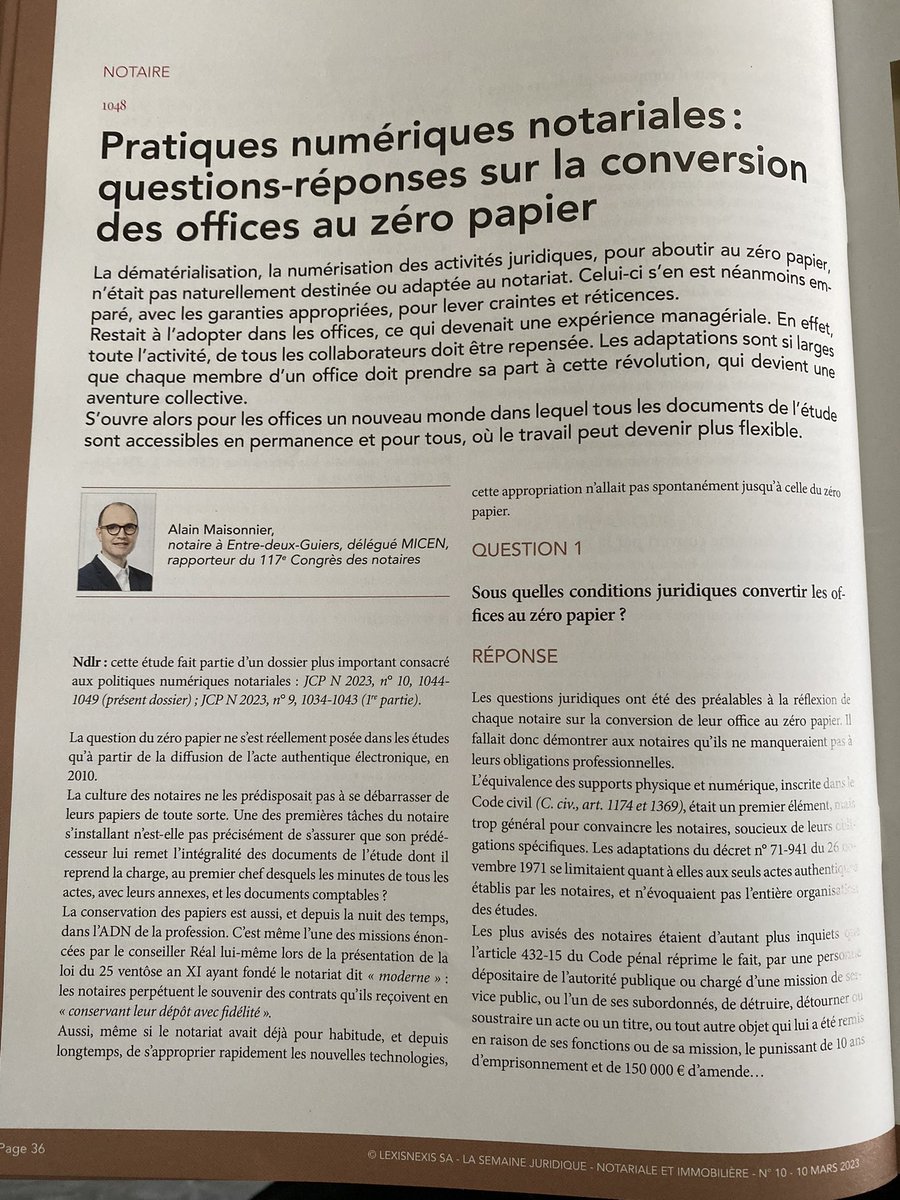 📢 2nd dossier <a href="/JCP_N/">JCPN</a> 10 mars résultats recherche #notariat et #numérique (<a href="/GipIerdj/">GIP IERDJ</a> <a href="/UPN_Recherche/">Université Paris Nanterre - 𝐑𝐞𝐜𝐡𝐞𝐫𝐜𝐡𝐞</a> <a href="/DSPNanterre/">UFR Droit Science politique Université Nanterre</a>) : PRATIQUE S NUMÉRIQUES NOTARIALES (#AAE à distance, zéro papier, dématérialisation publicité foncière, #ANF). Enquêtes auprès <a href="/Notaires_92/">NOTAIRES 92</a> 🙏