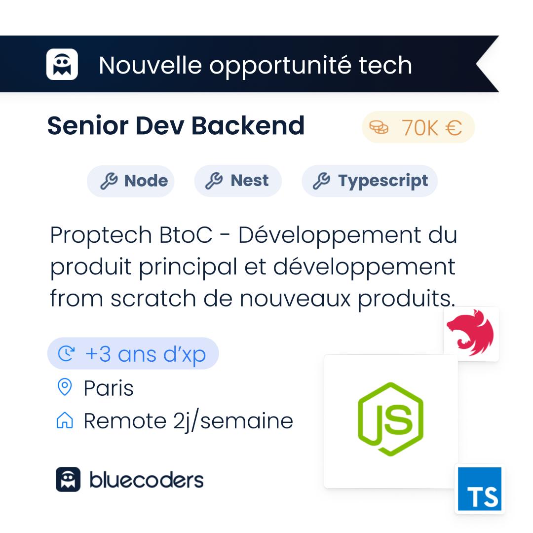 [NEW JOB TECH] 🔊 Avis à tous les Dev Backend! Nouvelle opportunité de Senior Dev Backend Node/Nest à pourvoir en CDI chez un client final. Découvrez l'offre ici 👉 bit.ly/login-jobboard

#jobs #cdi #paris #remote #node #nest #developpeur #developpementweb