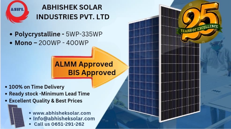 asiplranchi's tweet photo. Invest in the sun and save the future
Abhishek Solar Industries Pvt. Ltd
📧 sales@abhisheksolar.com  / 📞0651- 291- 2624 / +91 9431-103421 
https://t.co/sPY0lZEKG4
#RenewableEnergy #Energy #cleanenergy   #SolarPV #Module #RoofTopSolar #GreenEnergy
 @ASIPL https://t.co/Mdx1TjjaRg