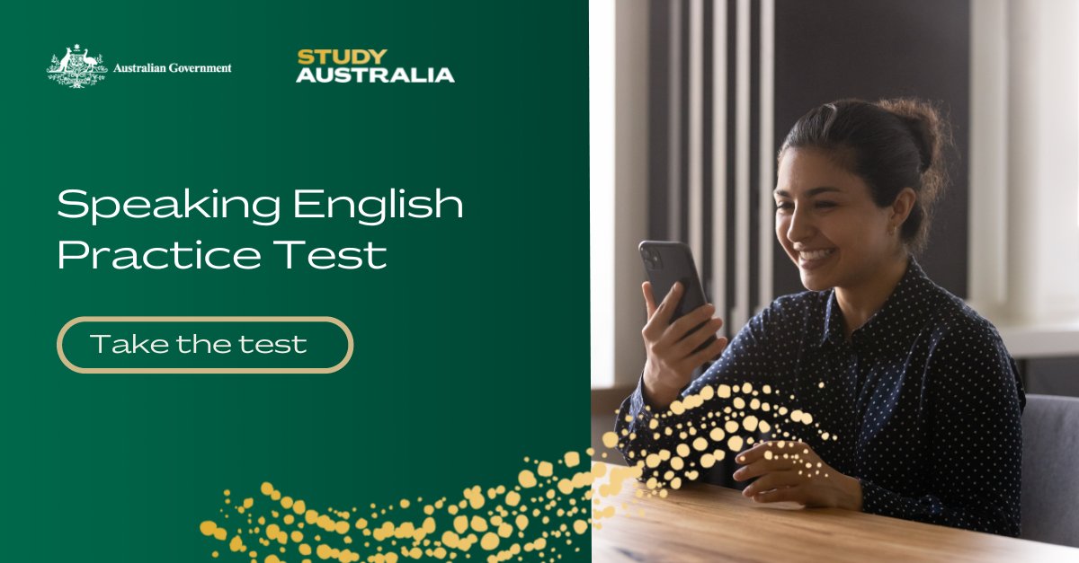So excited to announce the launch of the #StudyAustralia Speaking English Language Test!🎉
A free tool to help students evaluate their English-speaking skills & prepare for the #IELTS & #PTE exams! 
Get ready to ace those exams & start studying in 🇦🇺  - bit.ly/3mXId0H