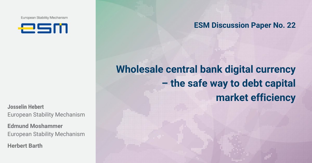 ESM_Press's tweet photo. 💡 How could financial markets benefit from the digital euro? The latest #ESMDP makes the case for a wholesale #CBDC:
• Enhanced operational efficiency
• Lower financial market risks
• Possible cost savings
Follow the thread 🧵
1/3 https://t.co/zKQr7J0vIe