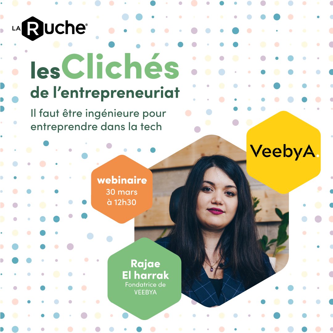 👨🏻‍💻WEBINAIRE GRATUIT👨🏻‍💻 

Et cette fois-ci, cap sur la “tech’” ! 
“Faut-il être ingénieure pour entreprendre dans la tech’ ?” 👩🏻‍🔬

Aux côtés de Rajae El Harrak, fondatrice de VeebyA, déconstruisons ce cliché !

C’est gratuit &amp; ouvert à tous ! 
eventbrite.fr/e/billets-il-f…