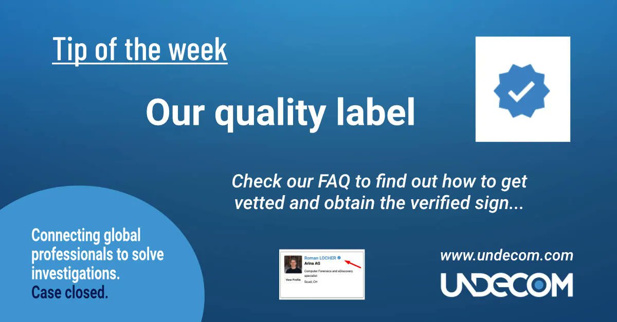 Did you know about the new quality label on Undecom? Qualified and vetted members have the verified label next to their names. Check our FAQ section to find out how to obtain it.
undecom.com #undecom