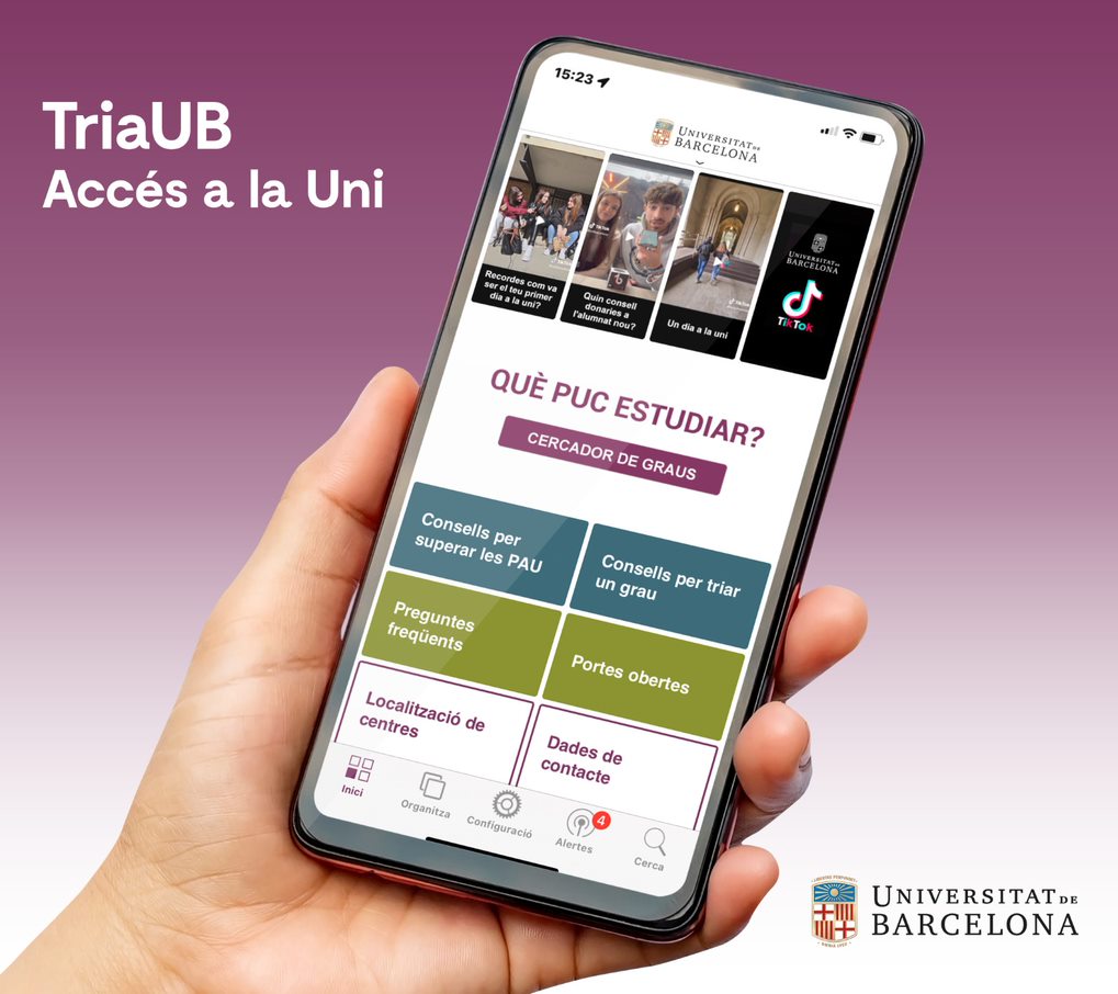 UniBarcelona's tweet photo. #FutursUB | 👩🎓🧑🎓 Vols estudiar a la UB?
📢 A la nova app #TriaUB trobaràs tota la informació que et cal!
✅ Notificacions
✅ Informació portes obertes
✅ Consells per superar les PAU
✅ Preguntes freqüents
👉 Android https://t.co/nDWpDTQywv
👉 iOS https://t.co/nAwoKdZ6pi https://t.co/gt99nYmOX8