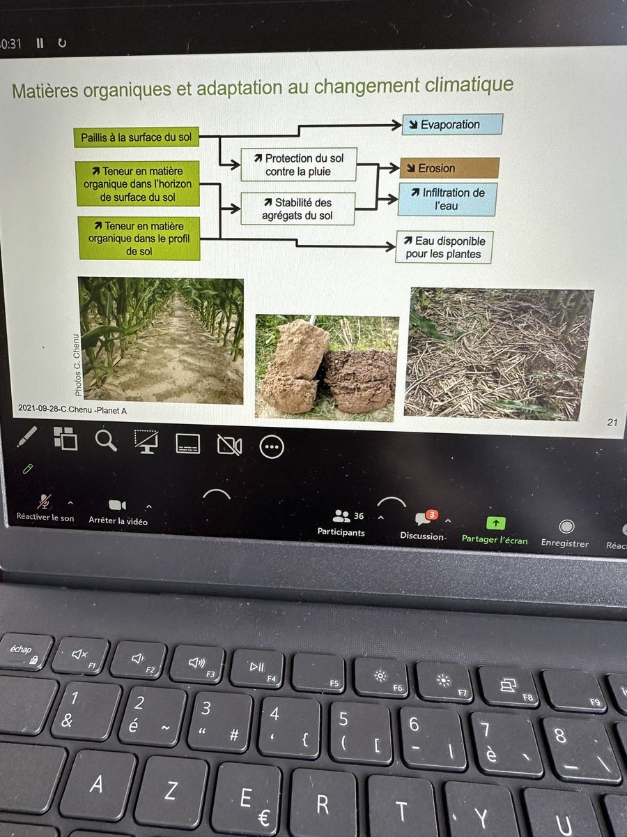 AcademieAgri's tweet photo. En direct du petit-déjeuner de la #4AF sur le thème #sol et #carbone avec comme intervenante notre consœur @ClaireChenu2 qui nous explique « la relation entre matières #organiques et #adaptation au #changement #climatique » https://t.co/JyJr5BDbTx